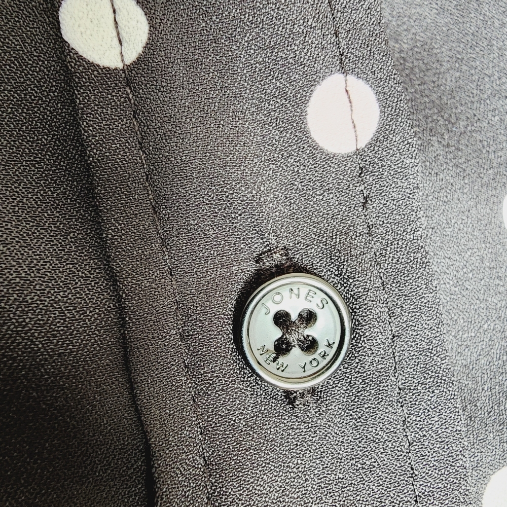 Jones New York polka dot long sleeved button‎ up blouse women's Large - Picture 8 of 10